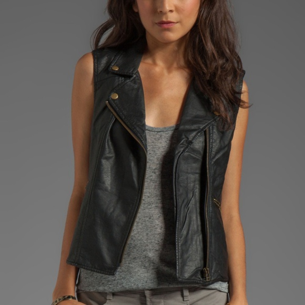 Sanctuary Black Vegan Leather Rebel Moto Vest